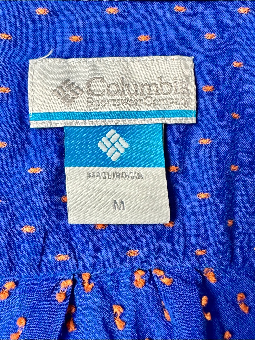 Women's Royal Blue Button-Down Shirt with Subtle Dot Print - Picture 7 of 10